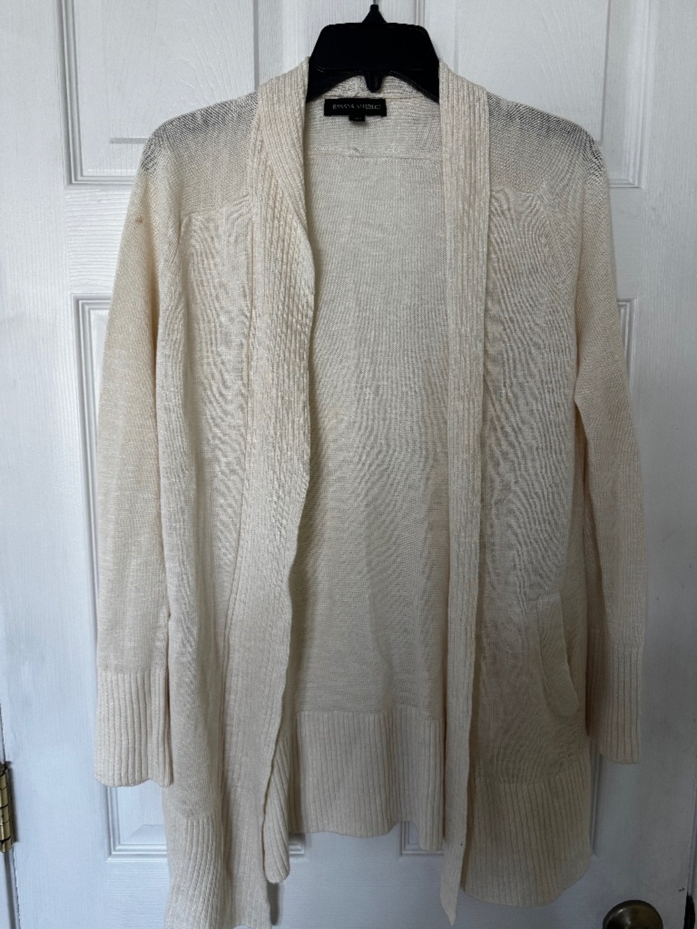 Banana Republic Long Lightweight Open Front Cardigan Ecru/Cream S